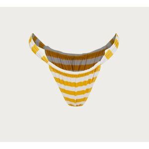 SAME Los Angeles Bottom Swim Womens High Rise Striped Yellow/White Small NWT